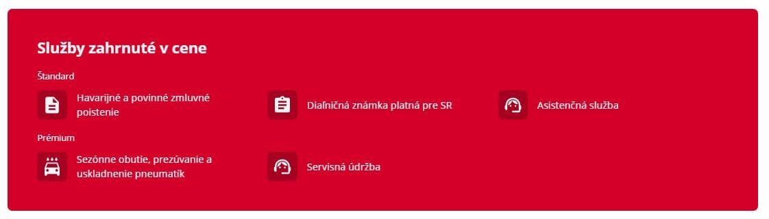 Služby operatívneho leasingu zhrnuté v cene&nbsp;