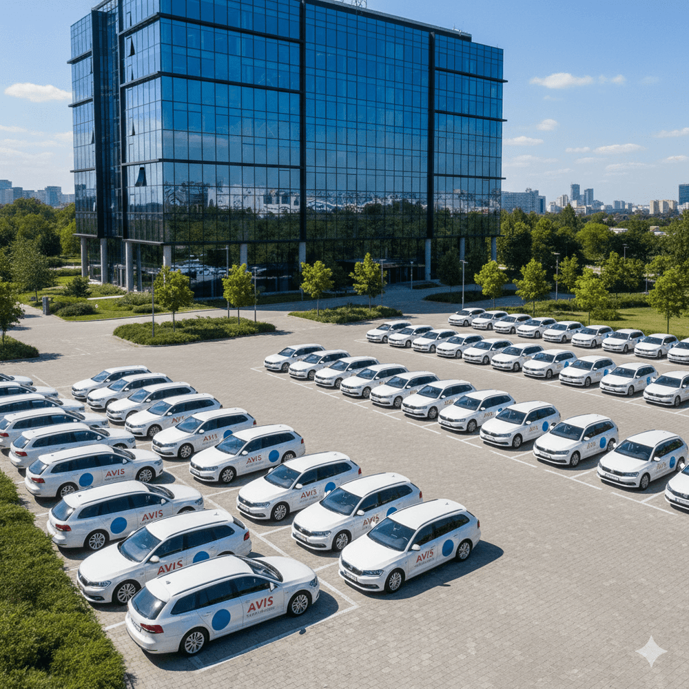 Fleet vozidiel pred firemnou budovou.png